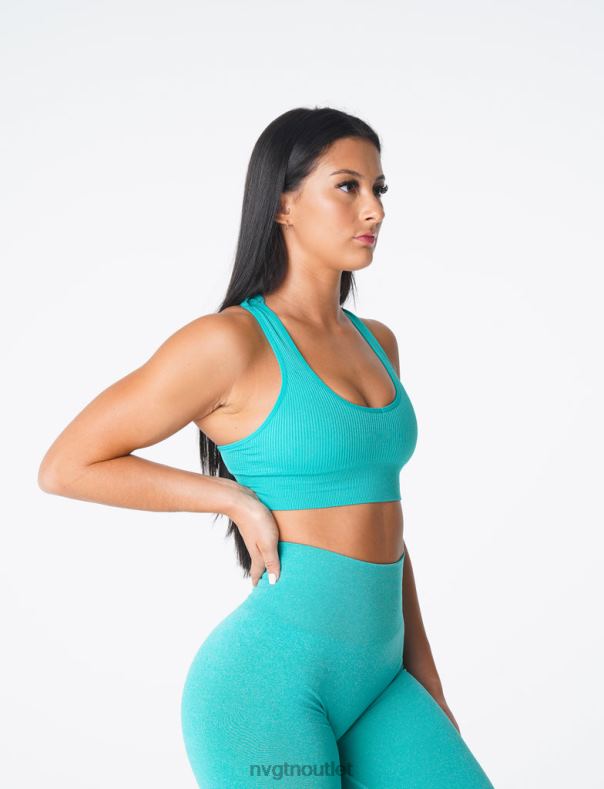 Fitness NVGTN Galaxie gerippter nahtloser BH Türkis Frauen 86ZJB166