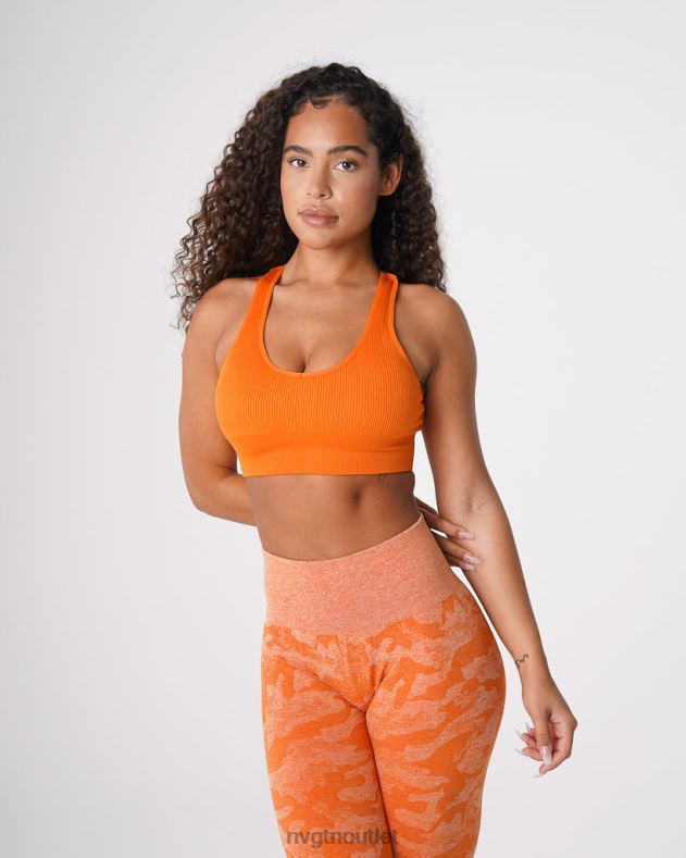 Fitness NVGTN Galaxie gerippter nahtloser BH gebranntes Orange Frauen 86ZJB66
