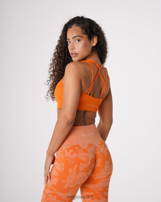 Fitness NVGTN Galaxie gerippter nahtloser BH gebranntes Orange Frauen 86ZJB66