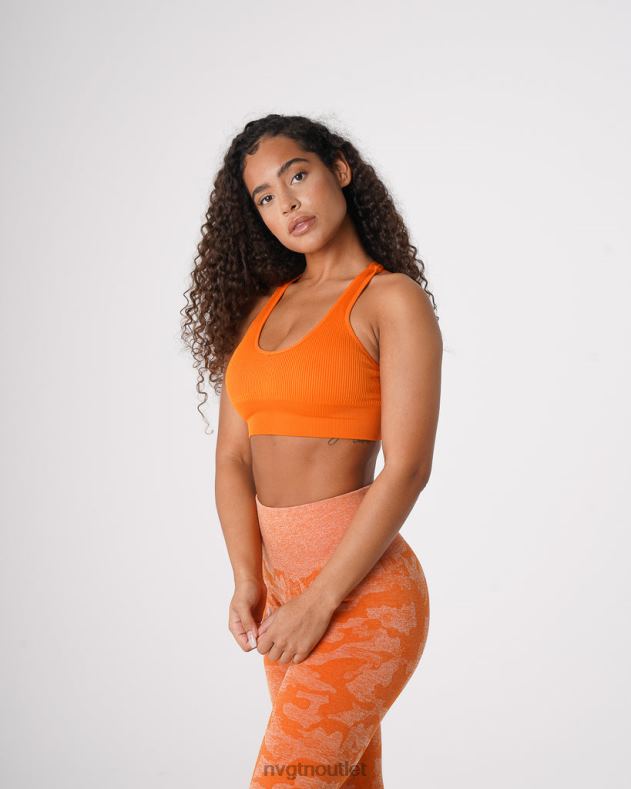 Fitness NVGTN Galaxie gerippter nahtloser BH gebranntes Orange Frauen 86ZJB66