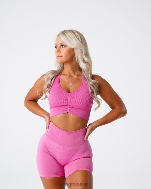Fitness NVGTN Geraffter, nahtloser BH Kaugummi rosa Frauen 86ZJB207