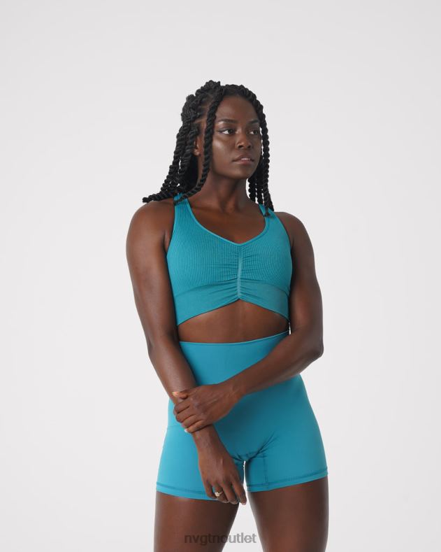 Fitness NVGTN Geraffter, nahtloser BH blaugrün Frauen 86ZJB208