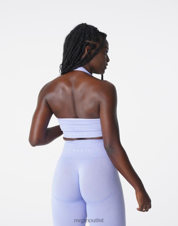 Fitness NVGTN Grenzenloser, gerippter, nahtloser Neckholder-BH Immergrün Frauen 86ZJB204