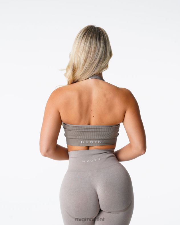 Fitness NVGTN Grenzenloser, gerippter, nahtloser Neckholder-BH Taupe Frauen 86ZJB147