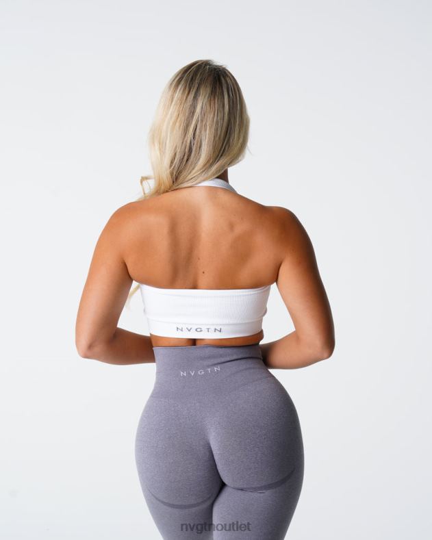Fitness NVGTN Grenzenloser, gerippter, nahtloser Neckholder-BH Weiß Frauen 86ZJB115