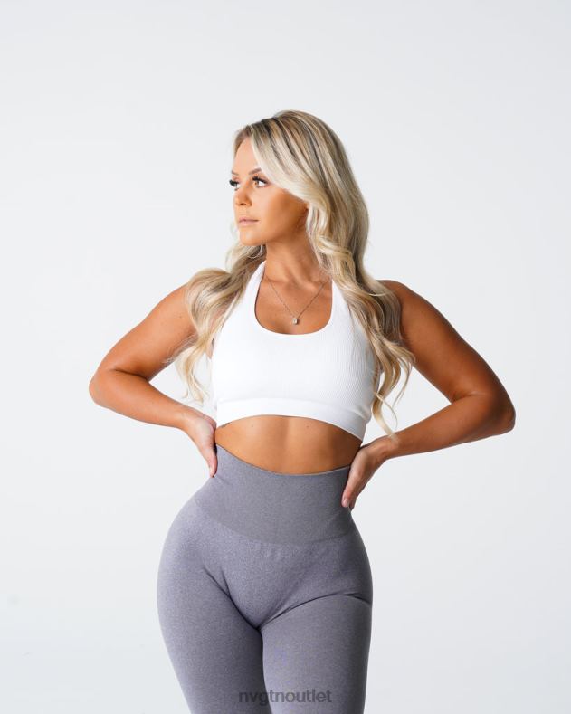 Fitness NVGTN Grenzenloser, gerippter, nahtloser Neckholder-BH Weiß Frauen 86ZJB115