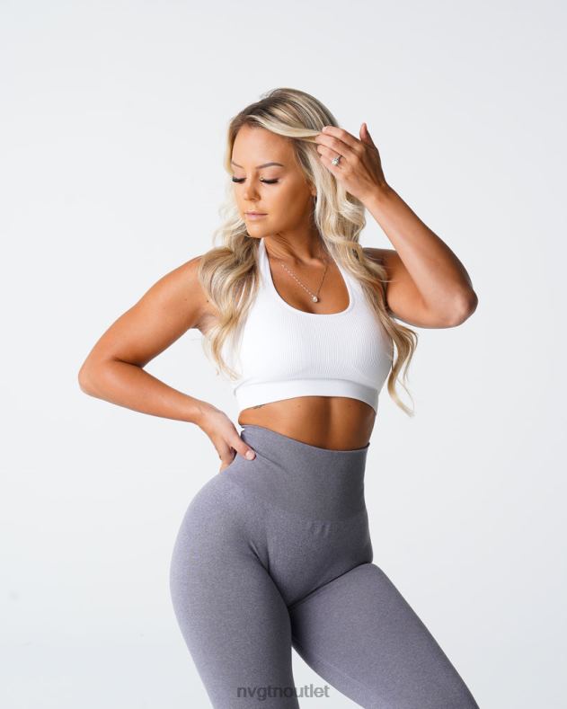Fitness NVGTN Grenzenloser, gerippter, nahtloser Neckholder-BH Weiß Frauen 86ZJB115