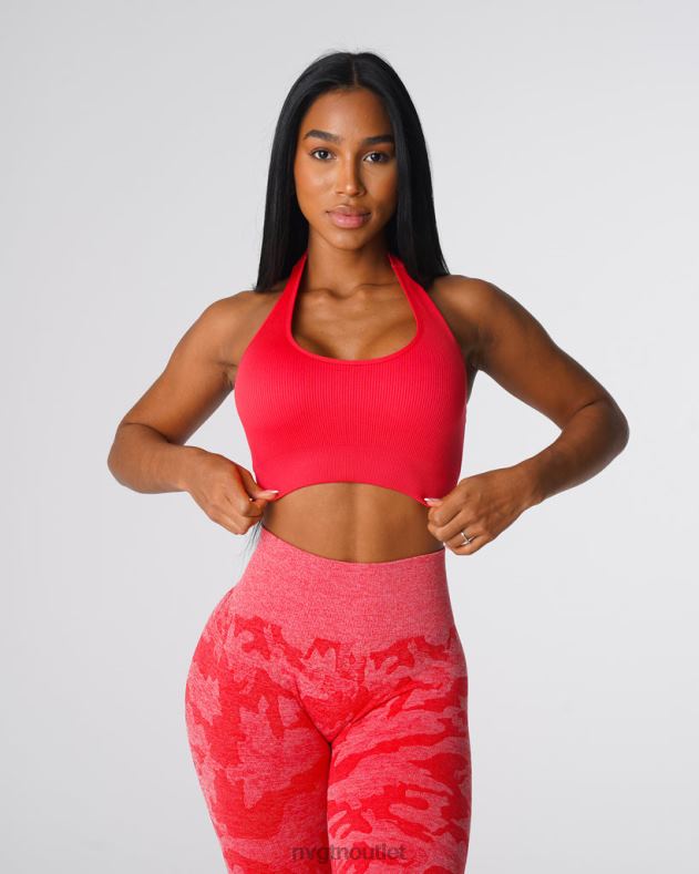Fitness NVGTN Grenzenloser, gerippter, nahtloser Neckholder-BH kandierter Apfel Frauen 86ZJB137