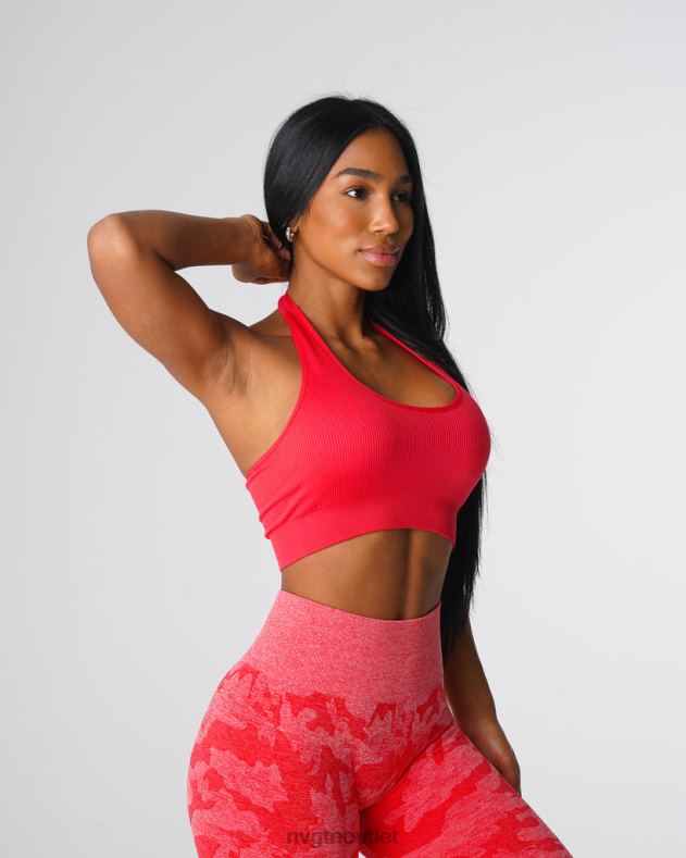 Fitness NVGTN Grenzenloser, gerippter, nahtloser Neckholder-BH kandierter Apfel Frauen 86ZJB137