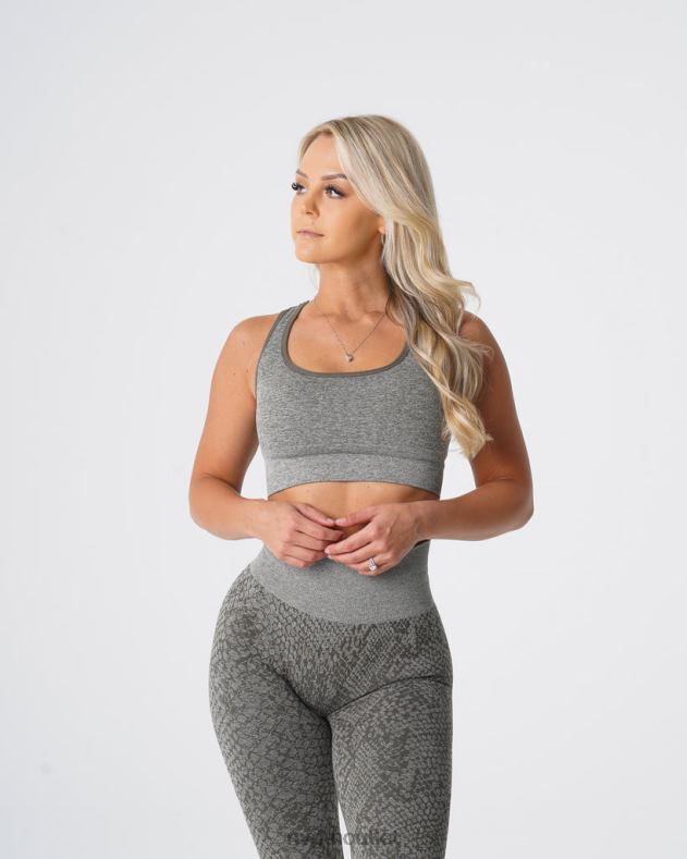 Fitness NVGTN Nahtloser BH „Eclipse“ aus Schlangenleder Khakigrün Frauen 86ZJB221