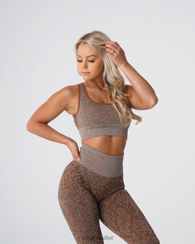 Fitness NVGTN Nahtloser BH „Eclipse“ aus Schlangenleder Mokka Frauen 86ZJB218