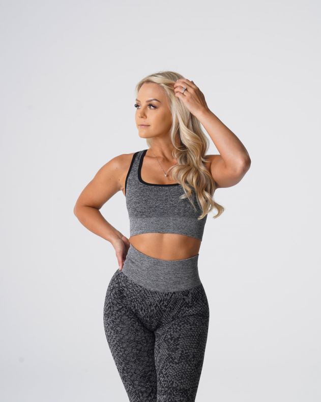 Fitness NVGTN Nahtloser BH „Eclipse“ aus Schlangenleder schwarz gesprenkelt Frauen 86ZJB215