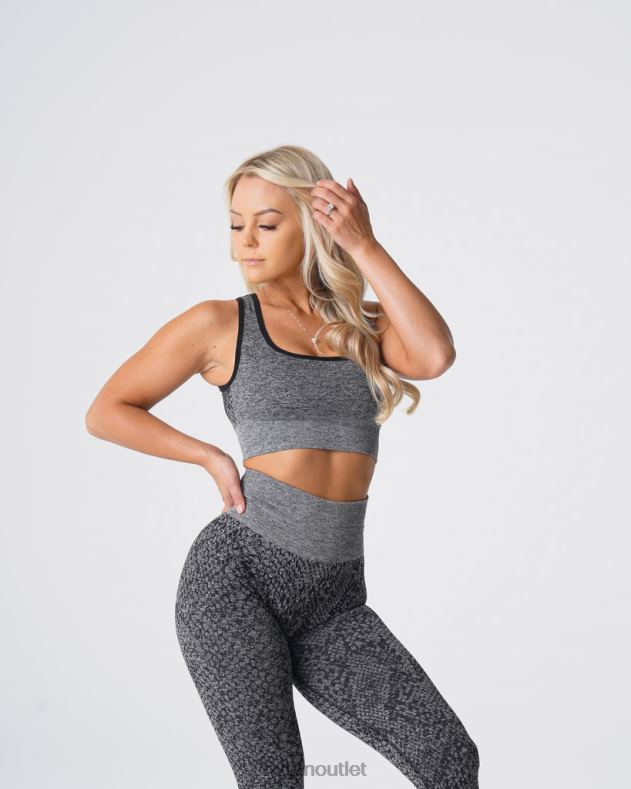 Fitness NVGTN Nahtloser BH „Eclipse“ aus Schlangenleder schwarz gesprenkelt Frauen 86ZJB215