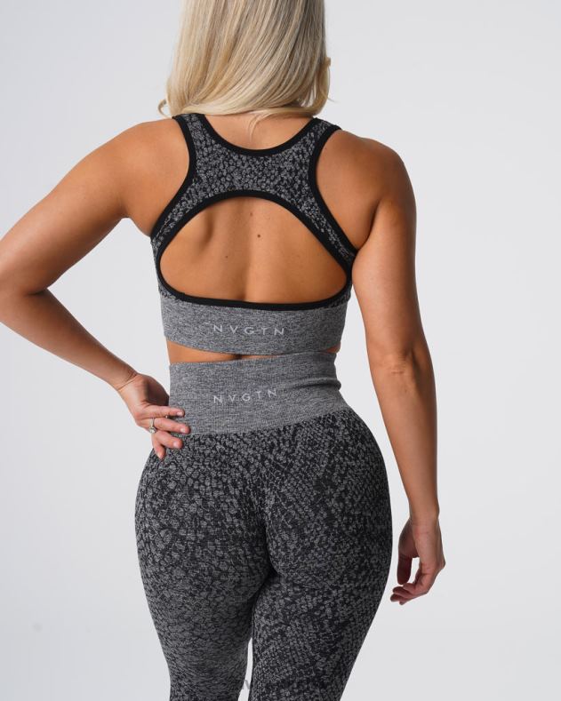 Fitness NVGTN Nahtloser BH „Eclipse“ aus Schlangenleder schwarz gesprenkelt Frauen 86ZJB215