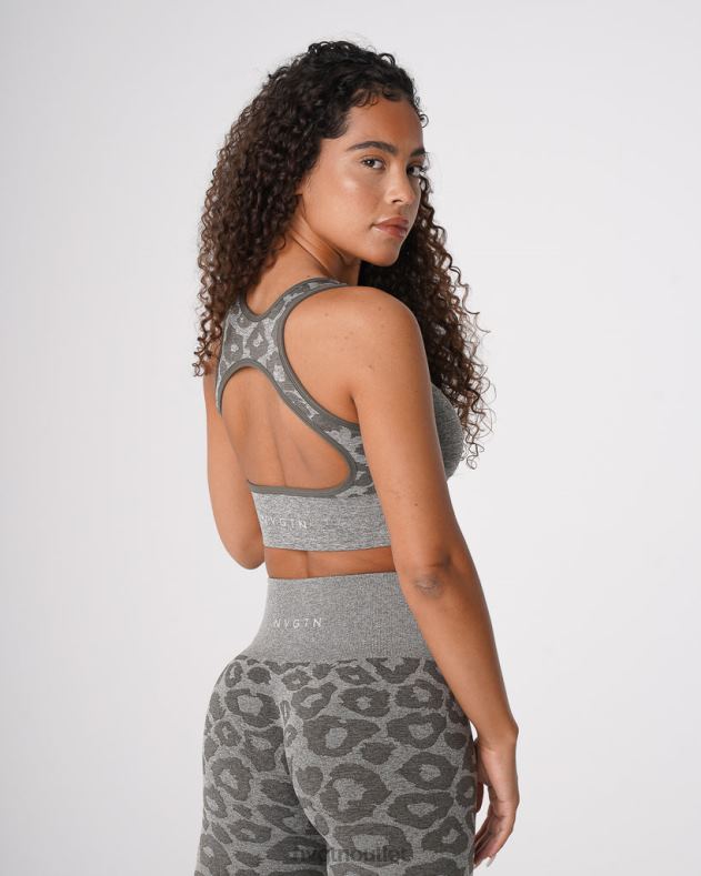 Fitness NVGTN Nahtloser Leoparden-Eclipse-BH Khakigrün Frauen 86ZJB219