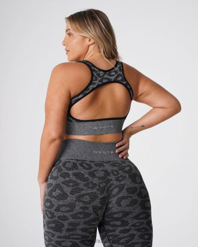 Fitness NVGTN Nahtloser Leoparden-Eclipse-BH schwarz gesprenkelt Frauen 86ZJB213