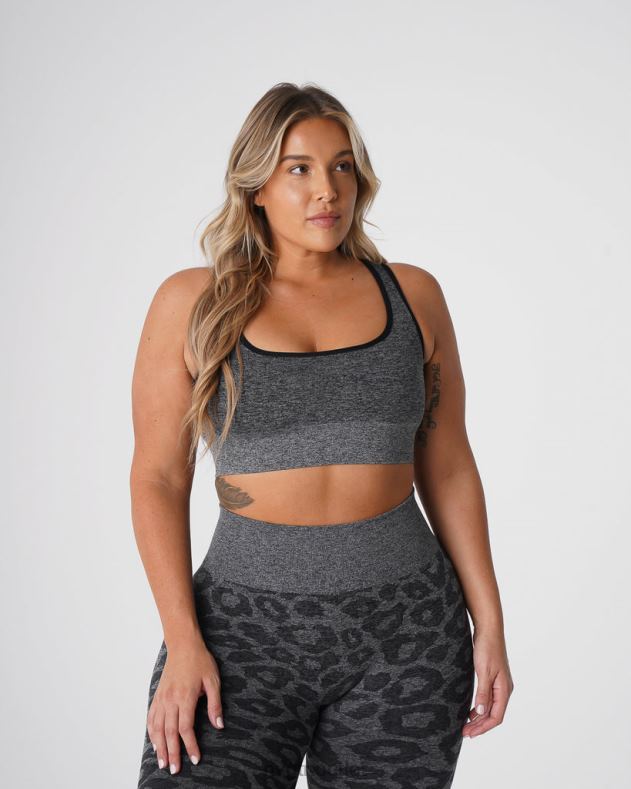 Fitness NVGTN Nahtloser Leoparden-Eclipse-BH schwarz gesprenkelt Frauen 86ZJB213