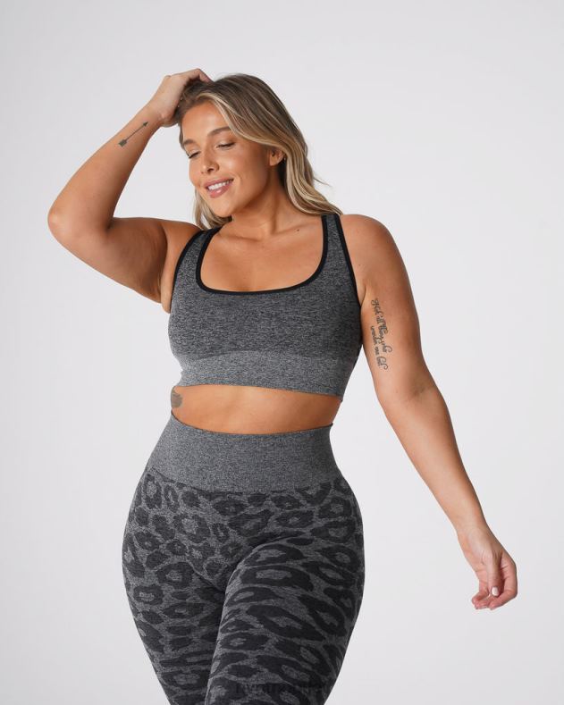 Fitness NVGTN Nahtloser Leoparden-Eclipse-BH schwarz gesprenkelt Frauen 86ZJB213
