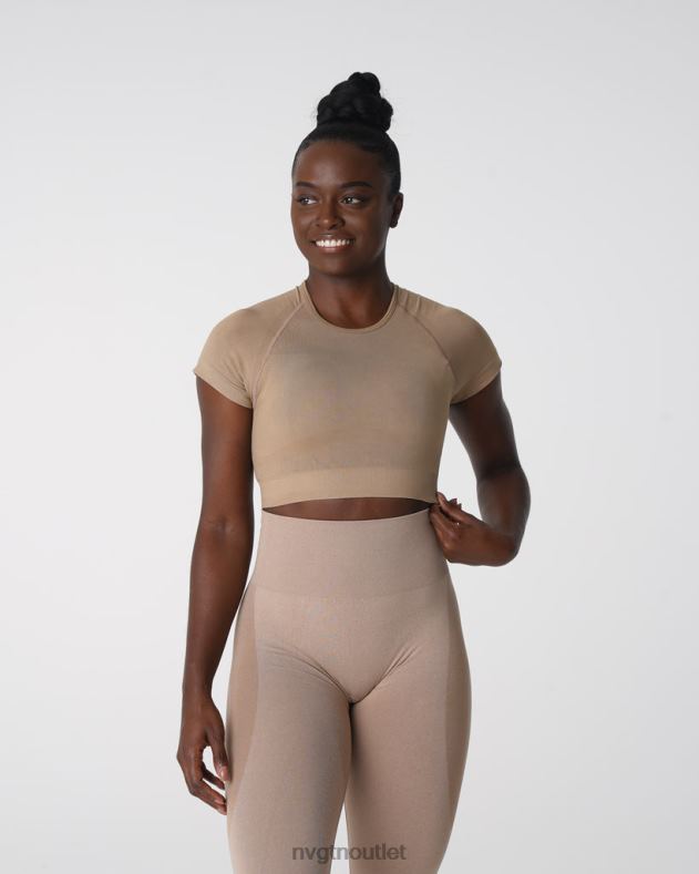 Fitness NVGTN Nahtloses Vortex-BH-Oberteil Beige Frauen 86ZJB149