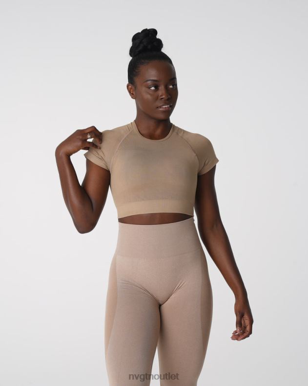 Fitness NVGTN Nahtloses Vortex-BH-Oberteil Beige Frauen 86ZJB149
