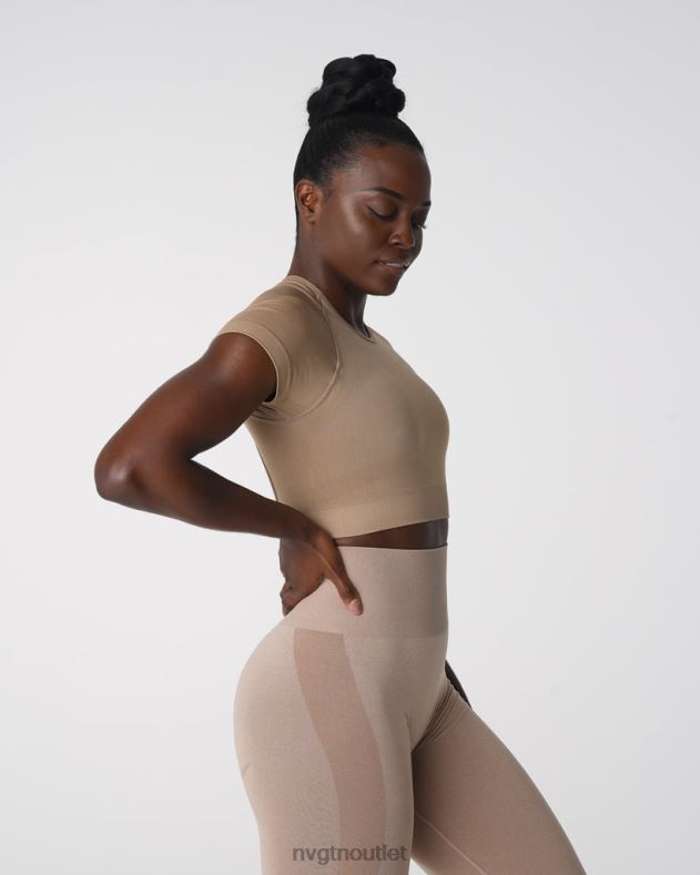 Fitness NVGTN Nahtloses Vortex-BH-Oberteil Beige Frauen 86ZJB149