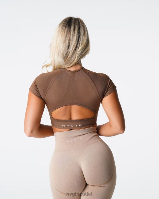 Fitness NVGTN Nahtloses Vortex-BH-Oberteil Mokka Frauen 86ZJB74