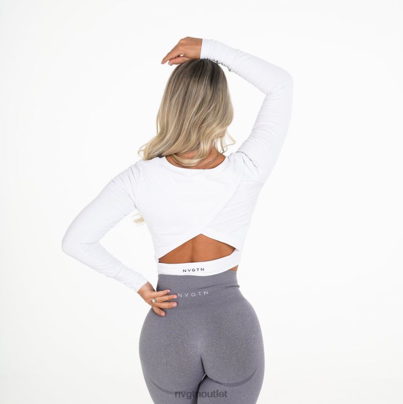 Fitness NVGTN Bilden Sie eine langärmlige Ernte Weiß Frauen 86ZJB274