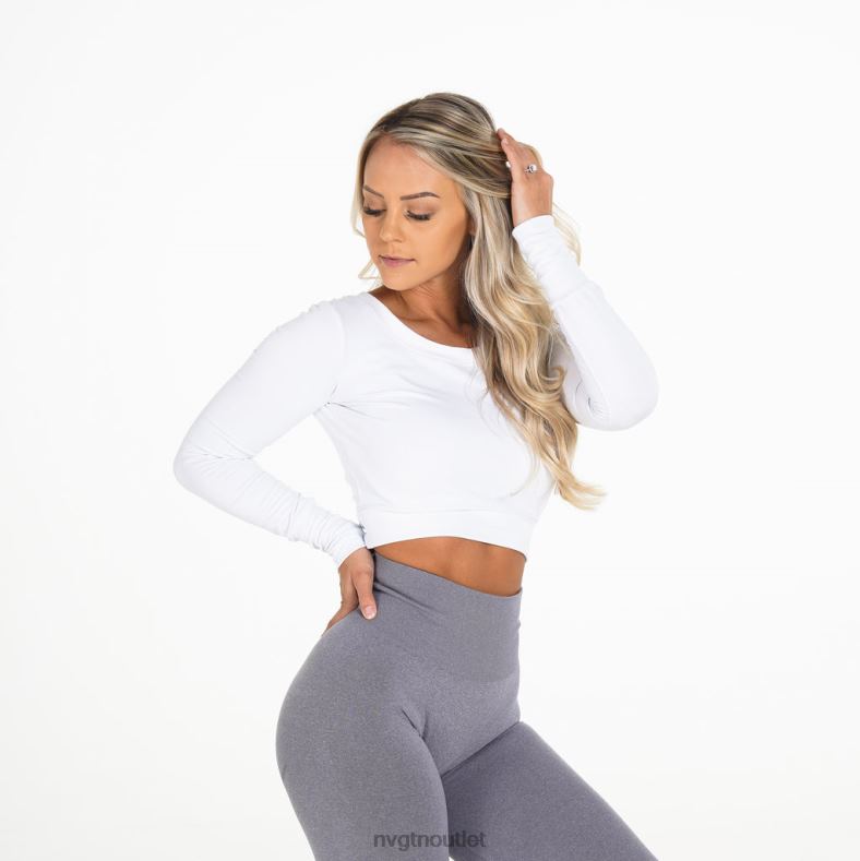 Fitness NVGTN Bilden Sie eine langärmlige Ernte Weiß Frauen 86ZJB274
