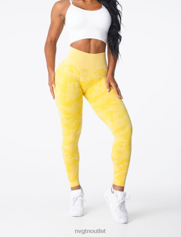 Fitness NVGTN Nahtlose Camo-Leggings sonnengelb Frauen 86ZJB665