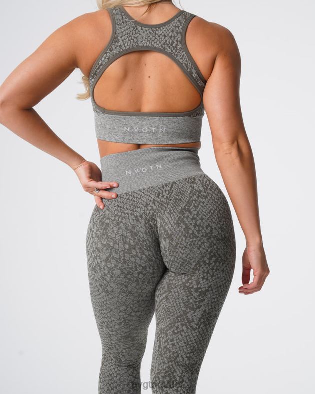 Fitness NVGTN Nahtlose Leggings aus Schlangenleder Khakigrün Frauen 86ZJB686