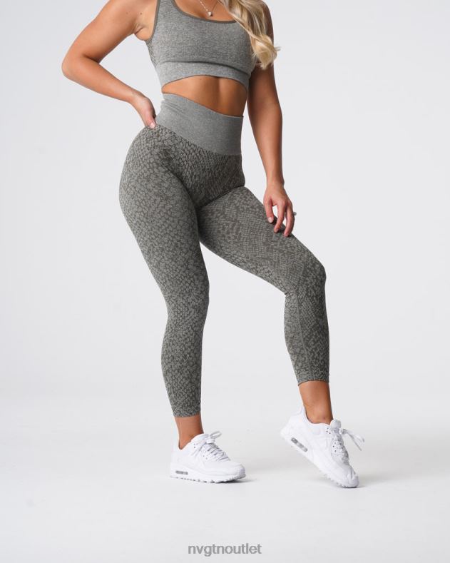 Fitness NVGTN Nahtlose Leggings aus Schlangenleder Khakigrün Frauen 86ZJB686
