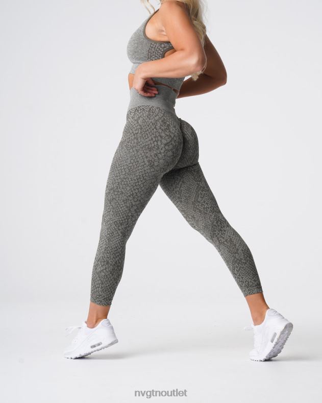 Fitness NVGTN Nahtlose Leggings aus Schlangenleder Khakigrün Frauen 86ZJB686