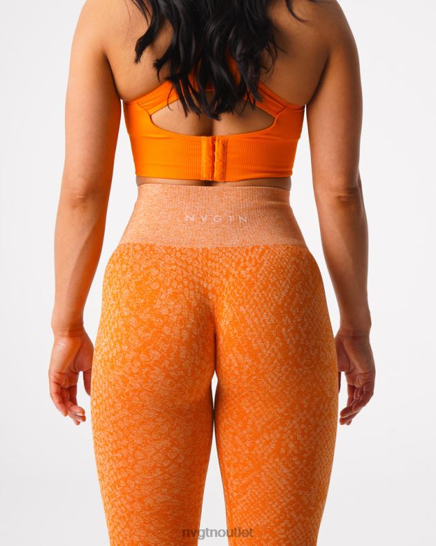 Fitness NVGTN Nahtlose Leggings aus Schlangenleder gebranntes Orange Frauen 86ZJB684