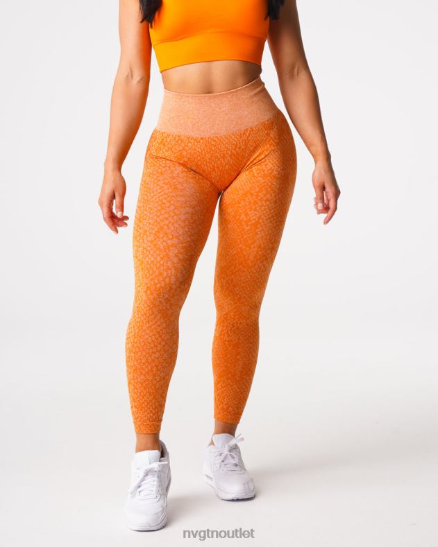 Fitness NVGTN Nahtlose Leggings aus Schlangenleder gebranntes Orange Frauen 86ZJB684