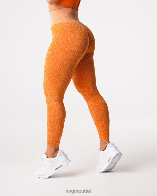 Fitness NVGTN Nahtlose Leggings aus Schlangenleder gebranntes Orange Frauen 86ZJB684