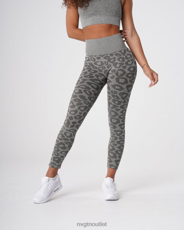 Fitness NVGTN Nahtlose Leggings mit Leopardenmuster Khakigrün Frauen 86ZJB685