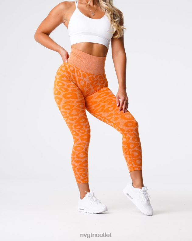 Fitness NVGTN Nahtlose Leggings mit Leopardenmuster gebranntes Orange Frauen 86ZJB682