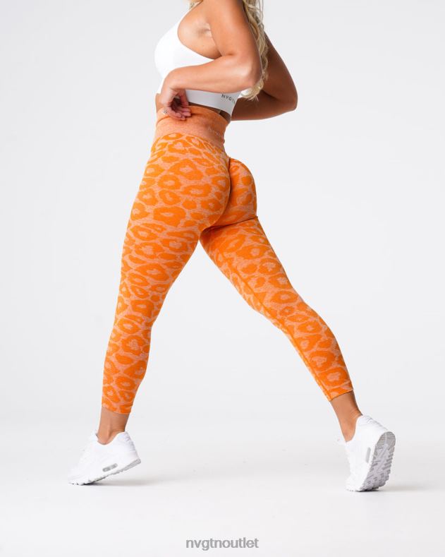 Fitness NVGTN Nahtlose Leggings mit Leopardenmuster gebranntes Orange Frauen 86ZJB682