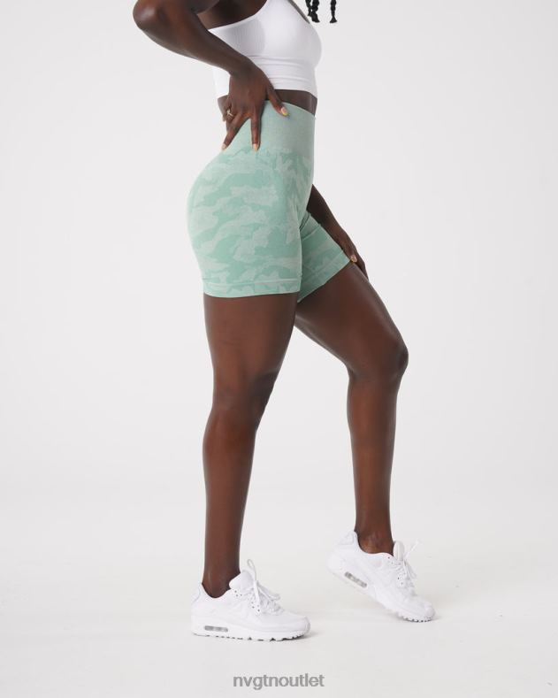 Fitness NVGTN Nahtlose Camo-Shorts Salbeigrün Frauen 86ZJB442