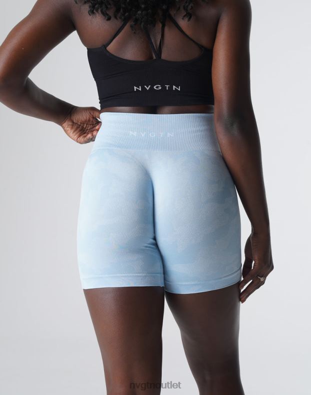 Fitness NVGTN Nahtlose Camo-Shorts eisiges Blau Frauen 86ZJB447