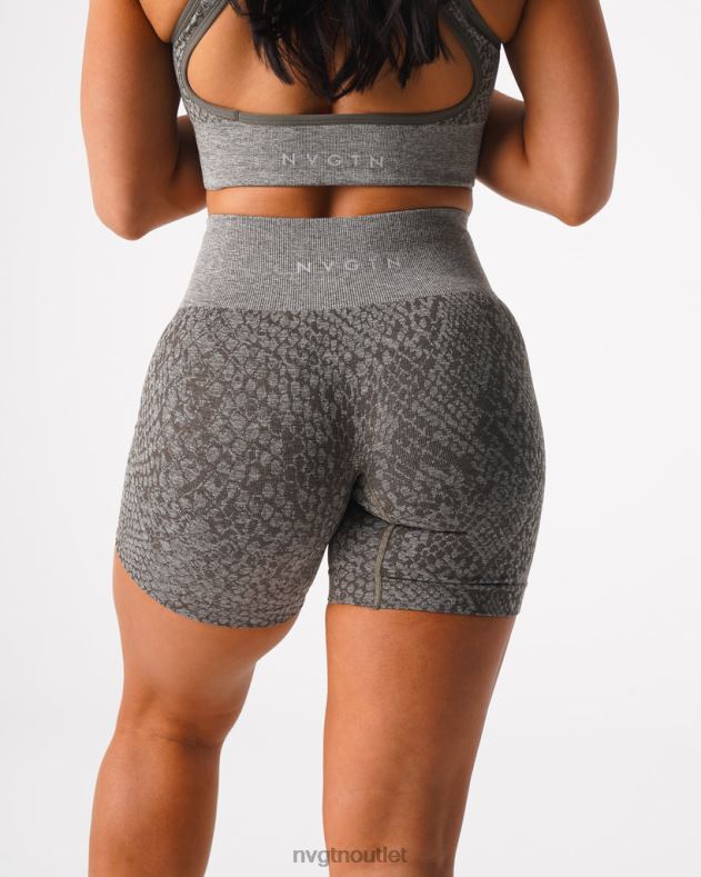 Fitness NVGTN Nahtlose Shorts aus Schlangenleder Khakigrün Frauen 86ZJB474