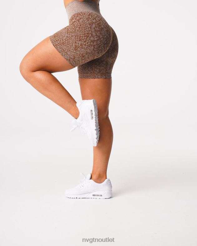 Fitness NVGTN Nahtlose Shorts aus Schlangenleder Mokka Frauen 86ZJB475