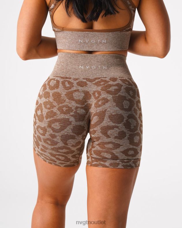 Fitness NVGTN Nahtlose Shorts mit Leopardenmuster Mokka Frauen 86ZJB469