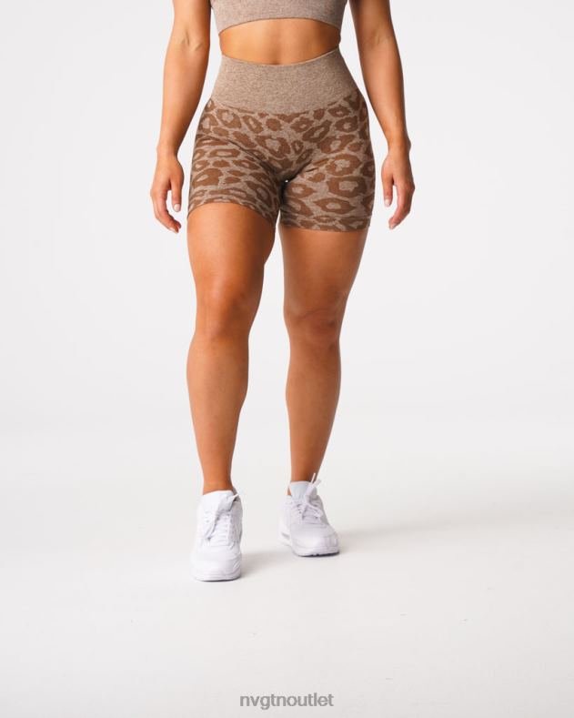 Fitness NVGTN Nahtlose Shorts mit Leopardenmuster Mokka Frauen 86ZJB469