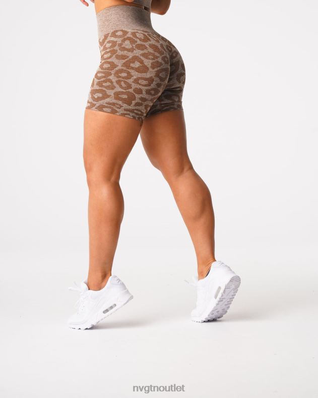 Fitness NVGTN Nahtlose Shorts mit Leopardenmuster Mokka Frauen 86ZJB469