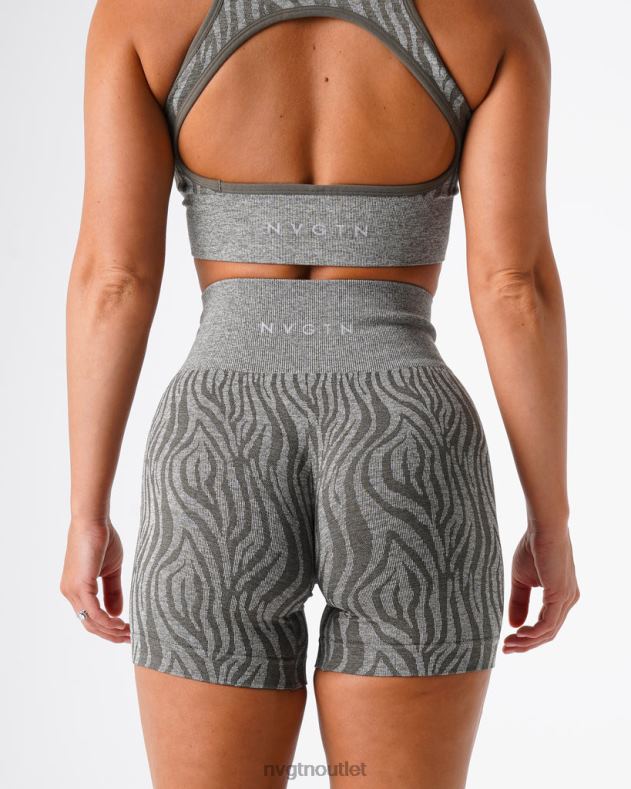 Fitness NVGTN Nahtlose Zebra-Shorts Khakigrün Frauen 86ZJB471