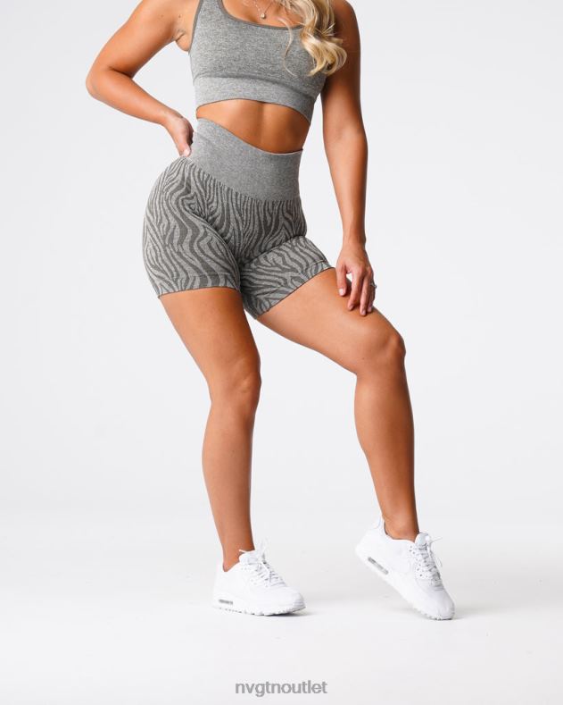 Fitness NVGTN Nahtlose Zebra-Shorts Khakigrün Frauen 86ZJB471