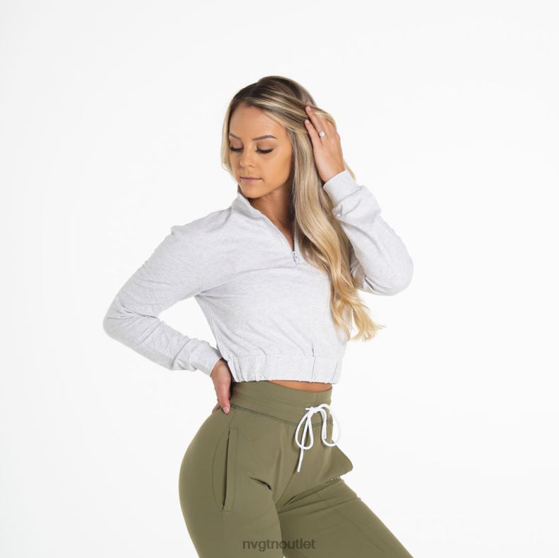 Fitness NVGTN Power-Pullover mit kurzem Schnitt hellgrau Frauen 86ZJB259
