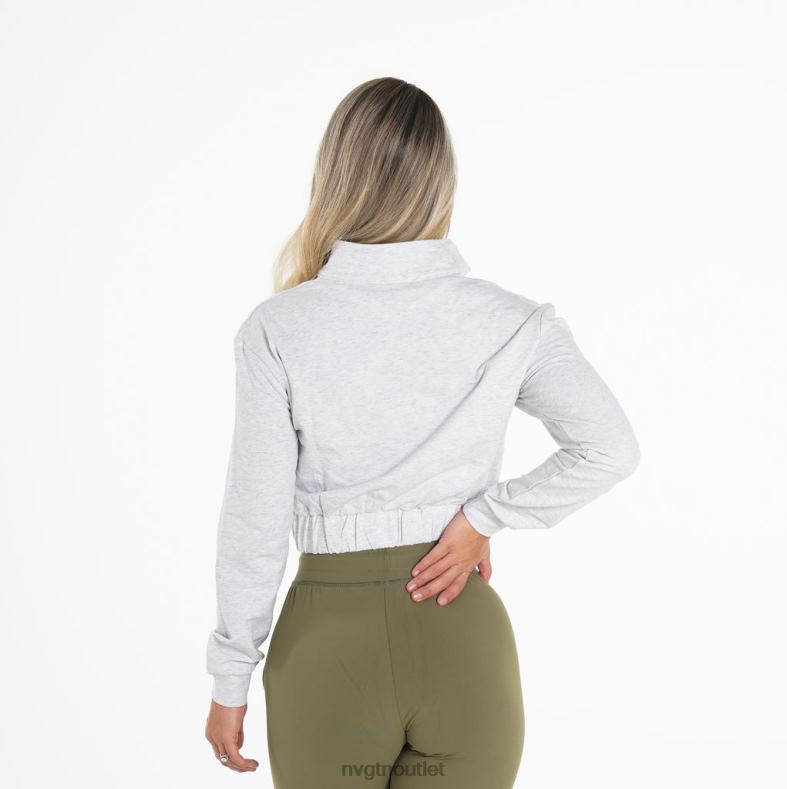 Fitness NVGTN Power-Pullover mit kurzem Schnitt hellgrau Frauen 86ZJB259