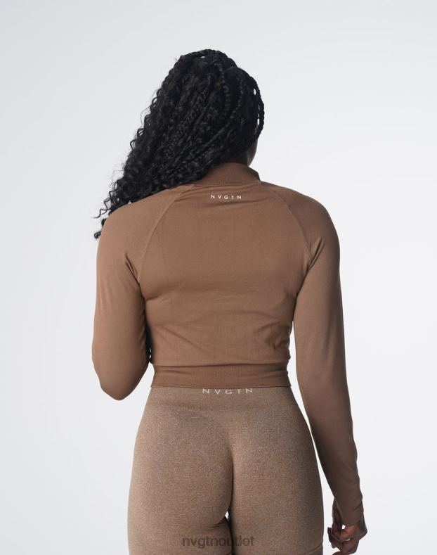 Fitness NVGTN göttlicher nahtloser Reißverschluss Mokka Frauen 86ZJB113